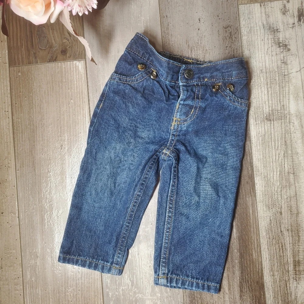 Carter's Baby Boy Dark Wash Denim Blue Jeans Size 9m 100% Cotton NWOT